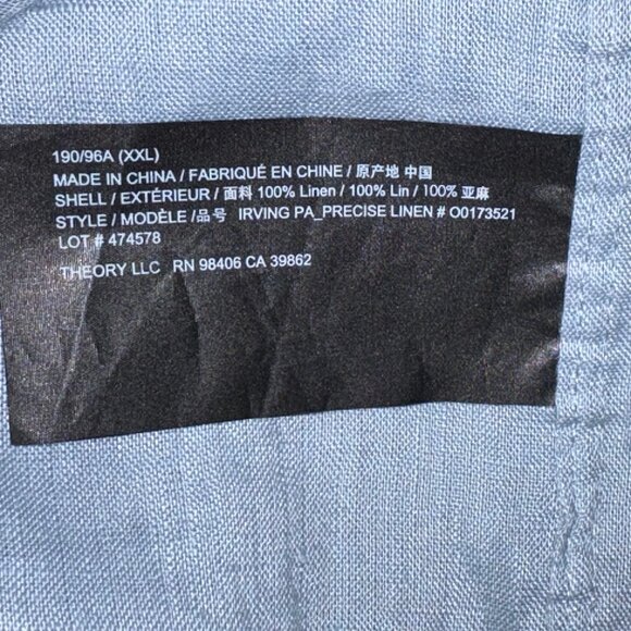 Theory Irving Shirt Mens XXL Blue Precise Linen Long Sleeve - Picture 10 of 10